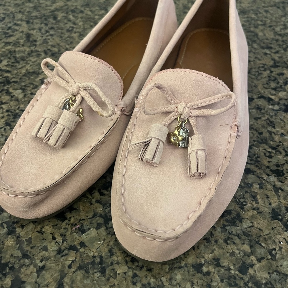 Coach Pink Suede Loafers with Tassels